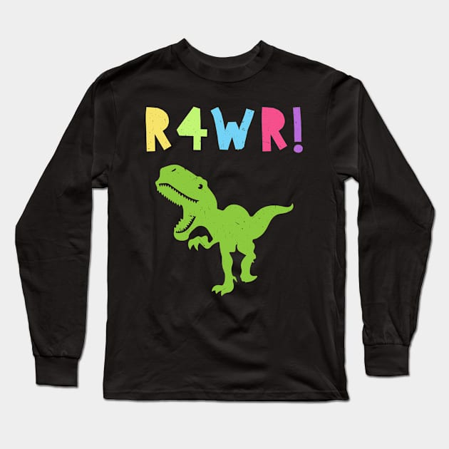 Dinosaur 4th Birthday Long Sleeve T-Shirt by Brothers With Ax Sticks